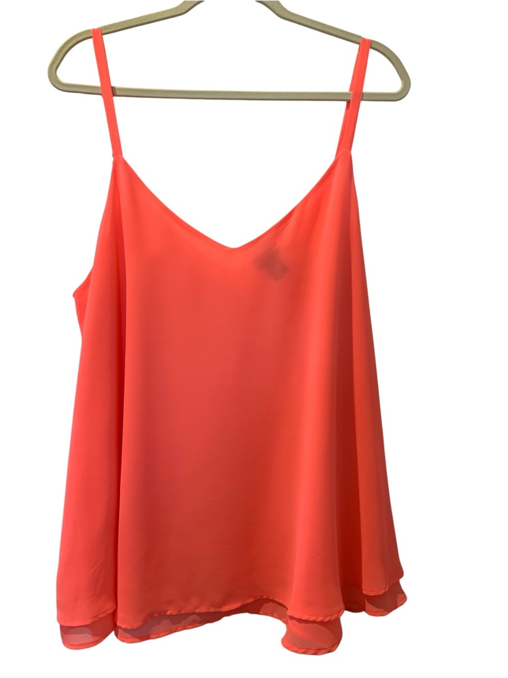 TORRID Vibrant Pink Coral Spaghetti Strap Flowy Sheer Layered Tank Top Size 2
